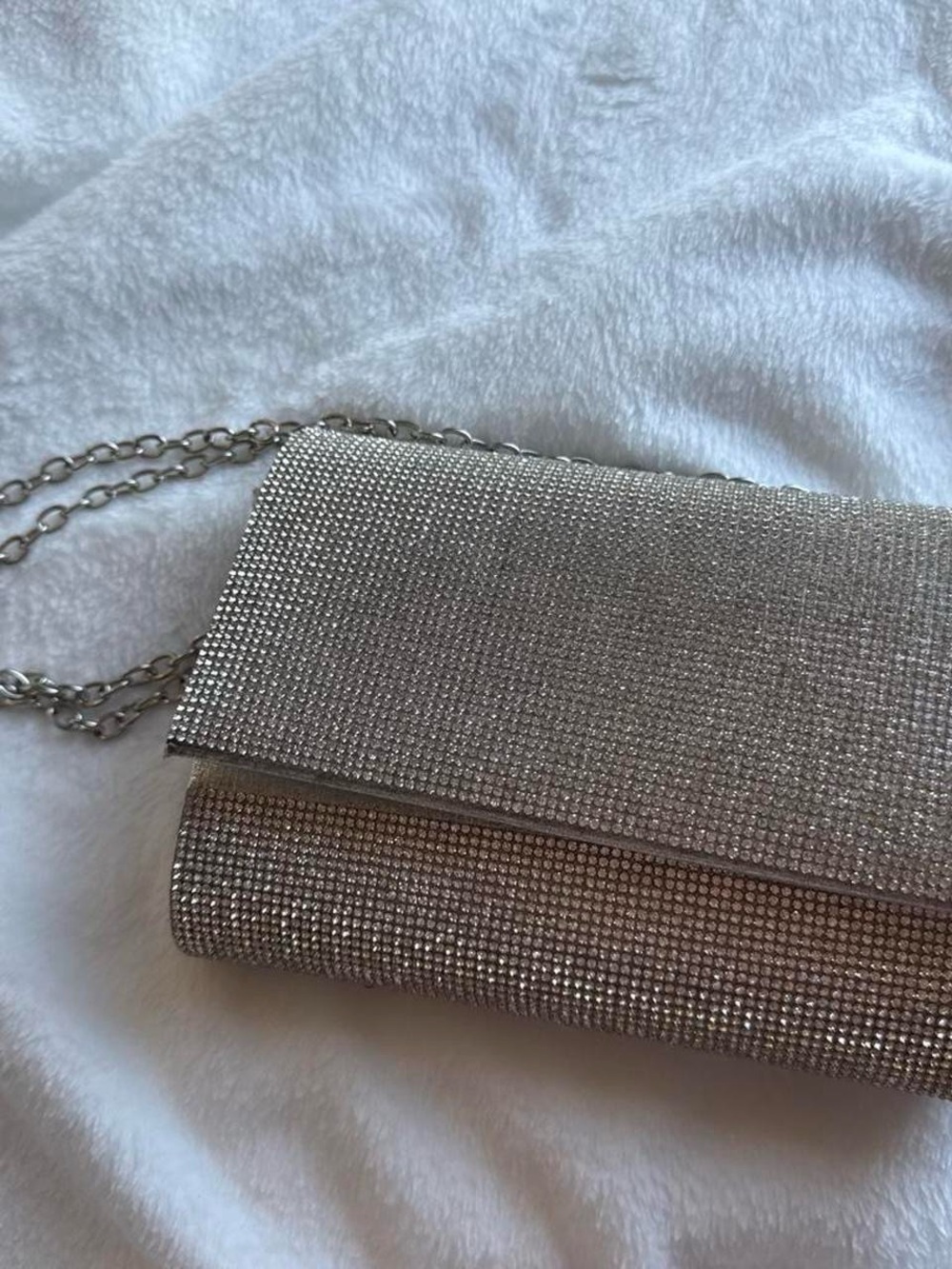 Rhinestone Chain Clutch Bag in Silver